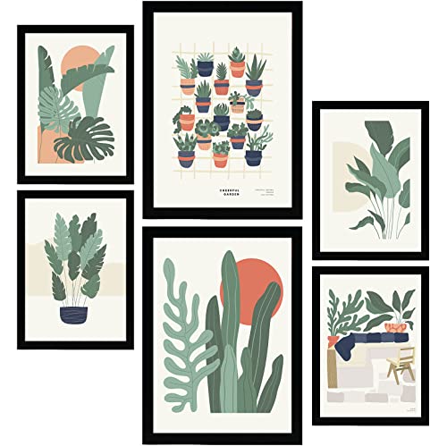 Nacnic Set de 6 Posters Minimalismo en Colores Pastel. Plantas de Desierto. Láminas de Paisajes y Naturaleza para el Diseño y Decoración de Interiores. Tamaños A3 & A4, sin Marcos.