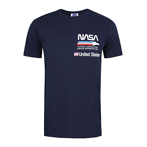 Nasa Aeronáutica Avión Camiseta, Azul (Navy Navy), XL para Hombre