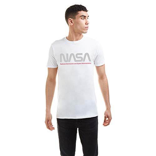 Nasa Insignia Camiseta, Blanco, XXL para Hombre