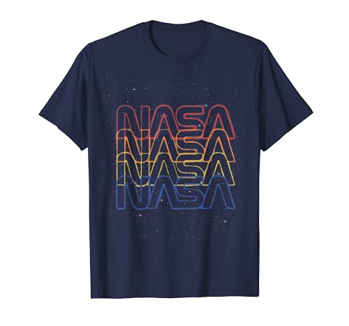 NASA Repeating Rainbow Logo Stars Retro Vintage Camiseta