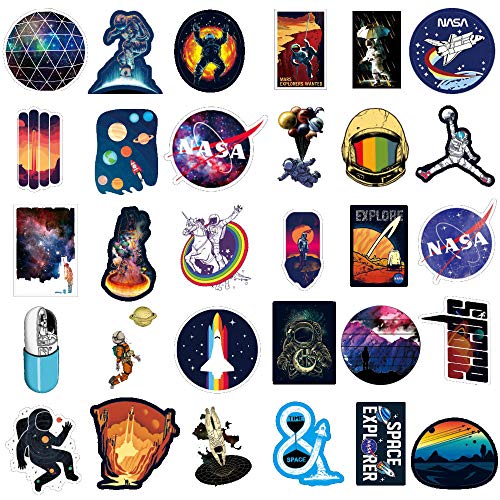 NASA Stickers for Laptop [100PCS], Pegatina Explorador de Espacio Calcomanías de Vinilo para Botella de Agua MacBook Coche Bicicleta Patineta Equipaje Astronauta Universo Pegatina de Graffiti…
