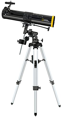 National Geographic 76/700 - Reflector telescopio para Principiantes, 76 mm, Montaje ecuatorial, Incluye Soporte para Smartphone y trípode