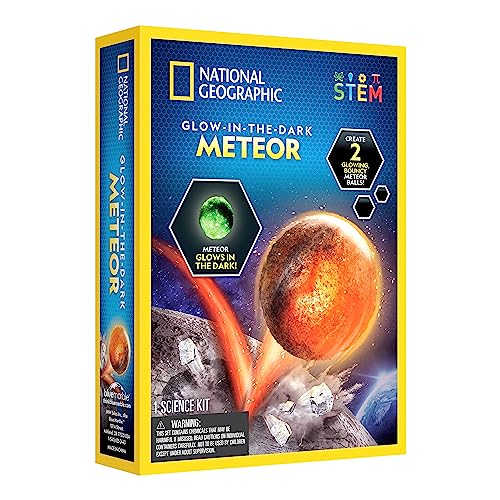 National Geographic Bolas rebotantes de meteoritos Que Brillan en la Oscuridad para niños, emocionante Kit de Manualidades de Bolas espaciales CREA 2 Bolas de Salto para Juguetes para niños, Kits
