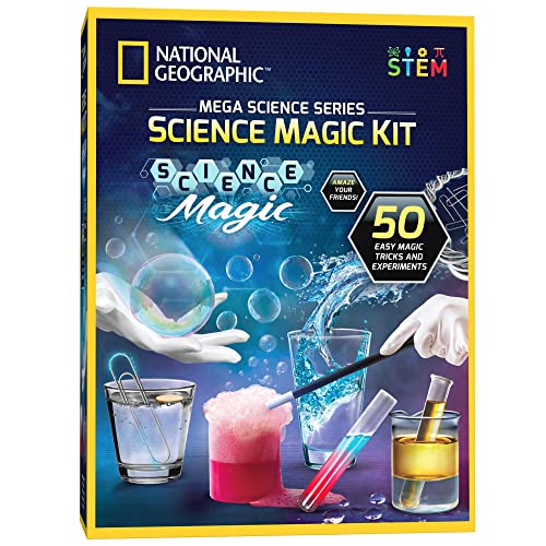 National Geographic Kit de Juego de Magia y Ciencia para Niños – Haz 20 Experimentos Divertidos para Espectáculos – Varita Mágica y Más de 50 Piezas