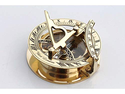 Nautical Replica Hub Brújula náutica de latón con Reloj Solar, Coleccionable, de Regalo, decoración náutica