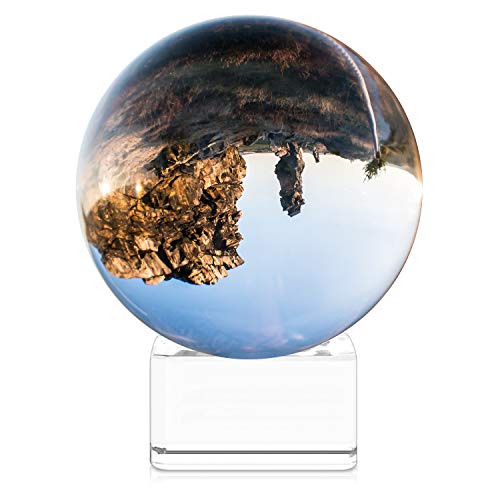 Navaris Bola de Cristal para fotografía - Esfera con Soporte - Bola de Vidrio K9 Transparente para decoración - Ø 80mm