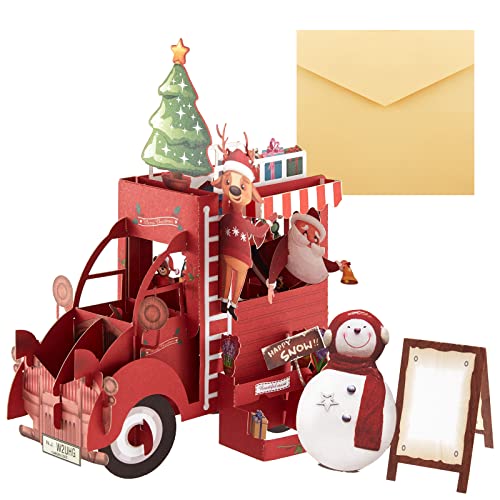 Navidad 3D Pop Up Tarjeta con Sobres, Tarjeta de Felicitación Postales Navideñas para Regalos Felicitaciones de Navidad, Christmas Card para Familiares y Amigos Niños