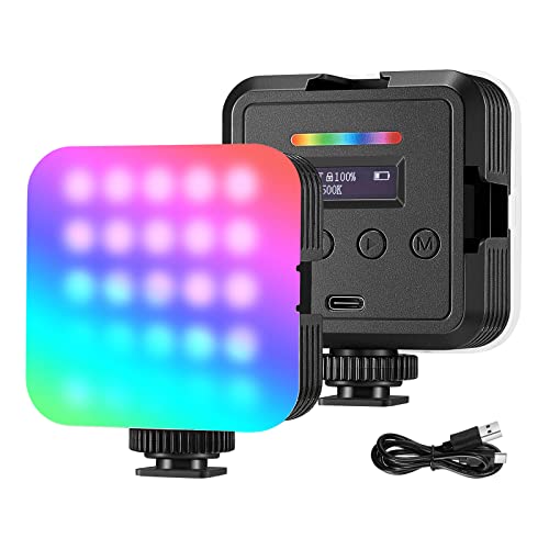 NEEWER Luz de Video RGB Magnética, Iluminación de Cámara LED RGB61 a 360° Todo Color con 3 Soportes de Zapata Fría/CRI 97+/20 Modos/2500K-8500K/2000mAh Lámpara de Fotografía Portátil Recargable Selfie