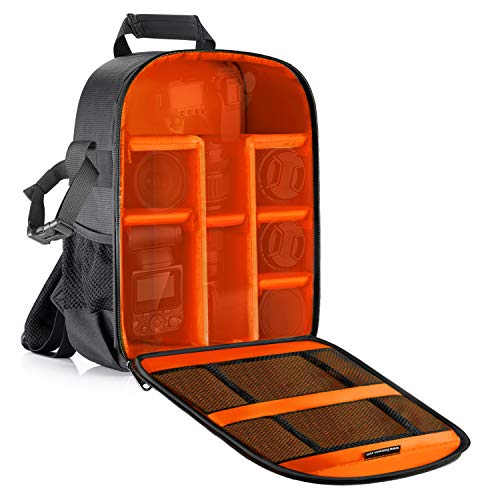 Neewer Mochila para cámara flexible acolchada con separadores con protector antigolpes, para cámaras SLR y otros accesorios, interior naranja