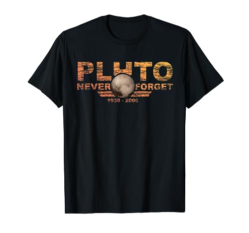 Never Forget Pluto diseño retro divertido espacio Camiseta