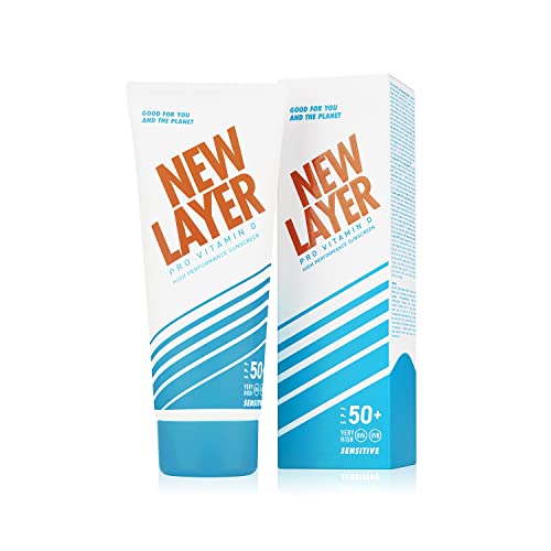 NEW LAYER Protector solar sensible | SPF 50+ | Pro Vitamina D | Sin microplásticos | Reef-friendly | Sin octocrileno | Resistente al agua | Clima neutro (200ml)