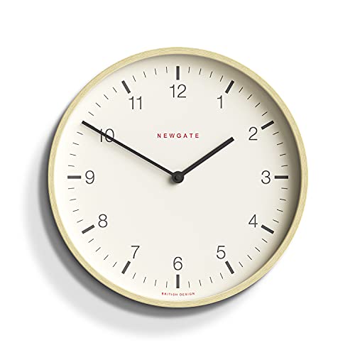 NEWGATE® Mr Clarke – Moderno minimalista – Un pequeño reloj de pared inspirado en Scandi con una moderna caja de madera contrachapada pálida para el hogar, el comedor u oficina HWD 28 cmx28 cmx4.5 cm