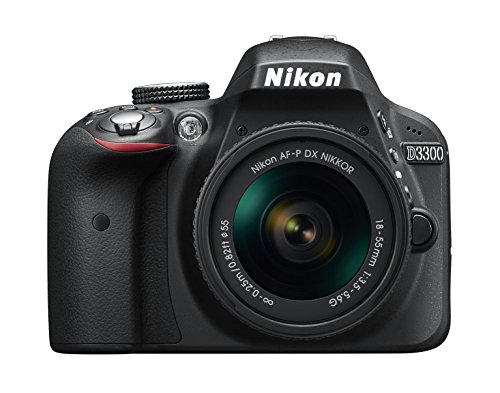 Nikon D3300 - Cámara réflex de 24,2 Mp (pantalla LCD de 3", estabilizador óptico, vídeo Full HD, punto de mira 18 mm) negro - kit con objetivo AF-P DX Nikkor 18-55 mm f/3.5-5.6 G VR