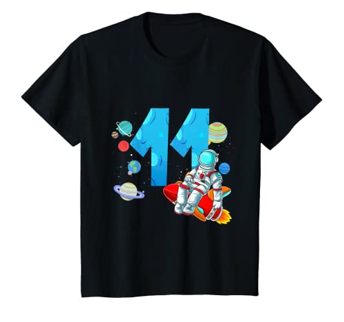 Niños Camiseta de astronauta para cumpleaños de 11 años, diseño espacial con cohete Camiseta