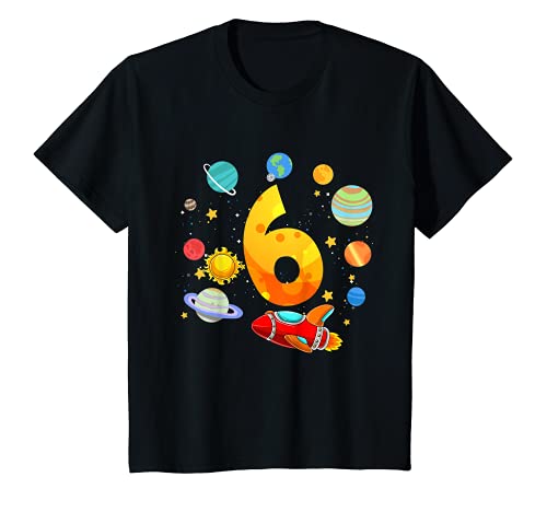 Niños Camiseta espacial para niños de 6 años con cohete Camiseta