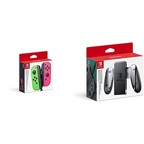 Nintendo - Set De Dos Mandos Joy-Con, Color Verde Neón / Rosa Neón (Nintendo Switch) & Joy-Con Soporte Carga