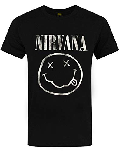 Nirvana Camisetas Hombres sonrientes Logo Hombres Mujeres Unisex Band Top L