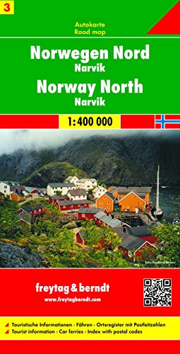 Noruega norte, Narvik, mapa de carreteras. Escala 1:400.000. Freytag & Berndt.: Wegenkaart Schaal 1 : 400.000 (Auto karte)
