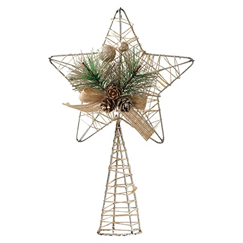 Nuevas decoraciones de Navidad 2024 para árbol de Navidad, accesorios de estrella de cinco puntas, estrella hueca 3D dorada de cinco puntas, decoración de Navidad, adorno de vidrio manchado (GD1,