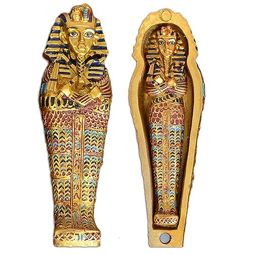 NUNETH Adornos egipcios, estatua de sarcófago de momia de Tutankamón, figura de decoración del hogar, estatuilla de resina, dorada (pequeña)