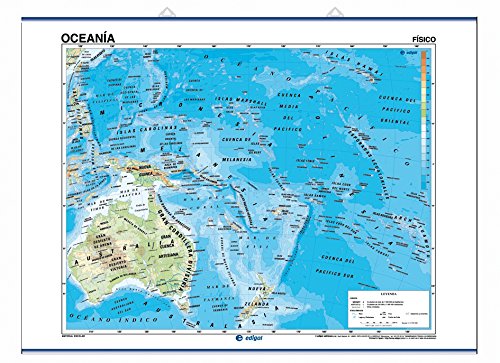 Oceanía, físico / político: Mapas Murales ()