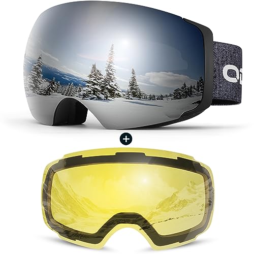 Gafas de esquí para niños y niñas, lentes magnéticas esféricas