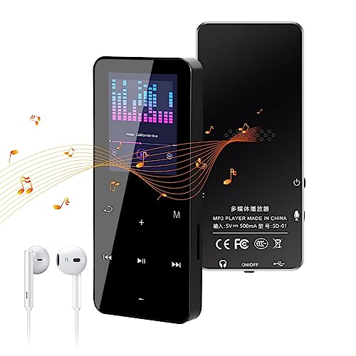 ONATISMAGIN Reproductor de MP3 con Bluetooth, Reproductor de MP3 de música Digital sin pérdidas portátil con Radio FM, grabadora de Voz, Botones táctiles de Carcasa de Metal súper Ligero (16GB)