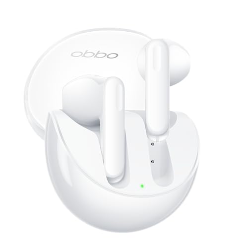 Oppo Enco Air3 - Auriculares inalámbricos, Bluetooth 5.3, Cancelación de ruido, Carga inalámbrica, Baja latencia, Batería de gran capacidad, IP54 - Blanco