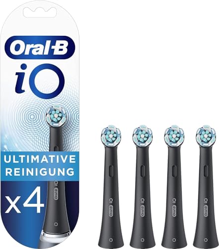 Oral-B iO Ultimate Clean Recambios Cepillo de Dientes Eléctrico, Pack de 4 Cabezales, Negro - Originales (Tamaño Buzón)