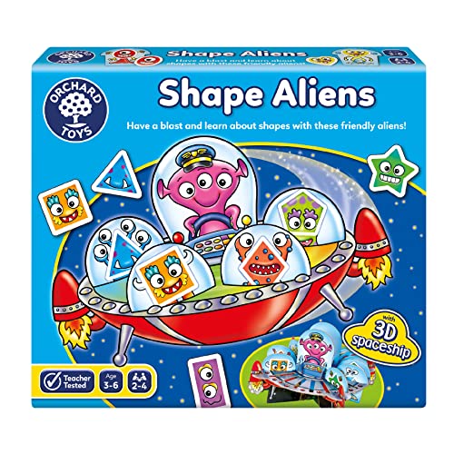 Orchard Toys Shape Aliens Game, Juego de Mesa con temática Espacial, diversión Familiar, Juego Familiar, niños de 3 a 6 años