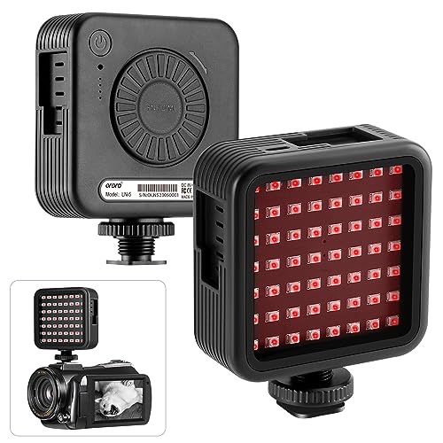 ORDRO LN-5 On-Camera Luz de visión Nocturna IR en la cámara, luz infrarroja para fotografía con 56 LED IR, Recargable por USB-C, luz de visión Nocturna para grabación de Video de cámara DSLR