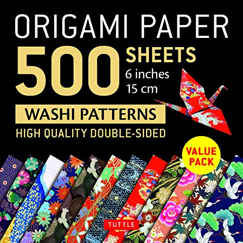 Origami Paper 500 sheets Japanese Washi Patterns 6" (15 cm): Double-Sided Origami Sheets with 12 Different Designs (Instructions for 6 Projects Included)