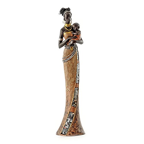 Pajoma 57538 Figura Africana, Mujer con bebé, diseño de Resina sintética, Altura de 42 cm