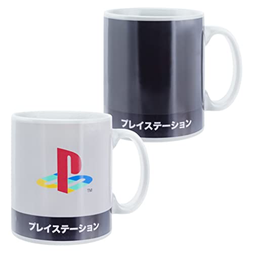 Paladone Taza de café con cambio de calor Playstation Heritage XL, 550 ml, taza de cerámica que cambia de color, multicolor (PP8981PS)