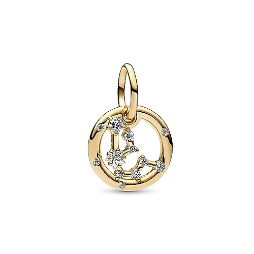 Pandora Aquarius Zodiac Dangle Charm 762717C01, talla única, Oro amarillo, circón