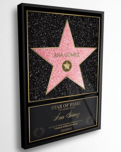 Panorama Cuadro Personalizado Estrella Hollywood Decoracion 21x30 cm en Metacrilato Enmarcado - La Fama - Regalos Originales