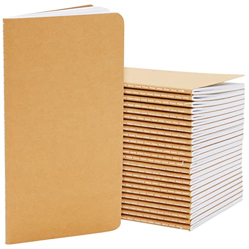 Paquete de 24 cuadernos de papel kraft forrados, paquete de diario de viaje H5 con 24 hojas para estudiantes, viajeros, niños, suministros de oficina (4 x 8 pulgadas)