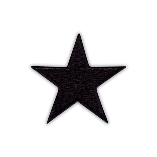 Parche bordado con diseño de estrella, color negro, parte trasera magnética