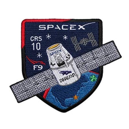 Parche bordado termoadhesivo oficial Spacex CRS-10 Mission Patch 10 cm