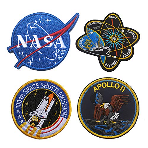 Parche de misión con logotipo de Apollo espacial de la NASA, insignia militar bordada, para disfraz, para coser, para mochila, sombreros, chaquetas (4 piezas)