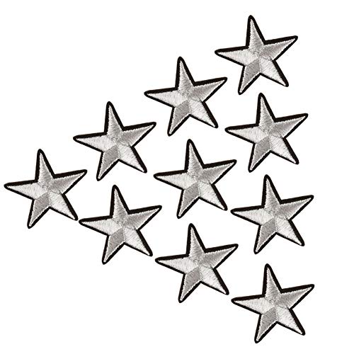 Parches de estrella de plata bordados XUNHUI para aplicar con planchado sobre ropa, para ropa, bolsas de jersey, parche DIY 10 piezas