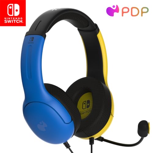 PDP LVL40 Auriculares estéreo Nintendo Switch, Amarillo y Azul [Amazon Exclusive]