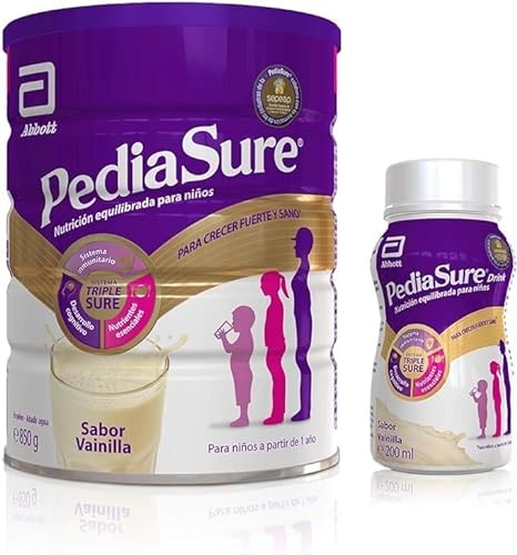 PediaSure Pack de 2 Complemento Alimenticio para Niños con Proteínas, Vitaminas y Minerales, Sabor Vainilla - 850 gr + 4 x 200 ml