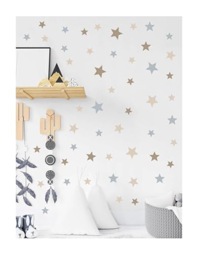 Pegatinas Decorativas de Estrellas - 71 pegatinas de estrellas de colores y 3 tamaños por set - Vinilo Adhesivo para Pared para Decoración de habitación Infantil, Niño, Niña.