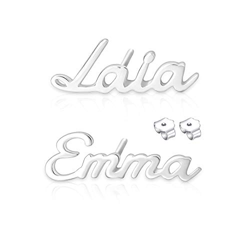 Pendientes personalizados con nombre Pendientes de plata con nombre para mujer