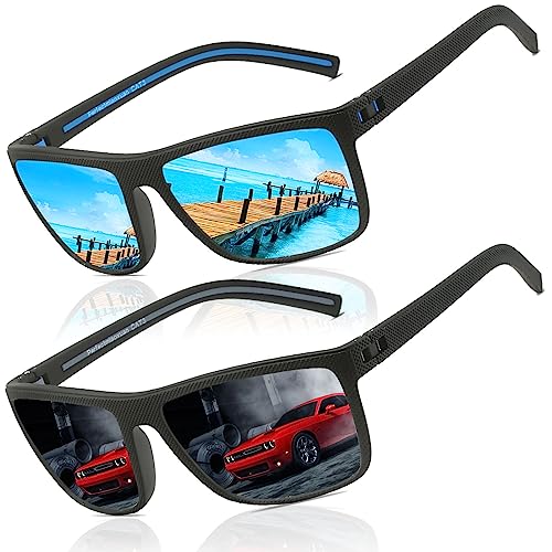 Perfectmiaoxuan Gafas de sol Piloto polarizadas hombre y mujer Verano Vacaciones futuristas Pesca Conducción TR90 marco Protección UV cuadrado gafas de sol Sunglasses