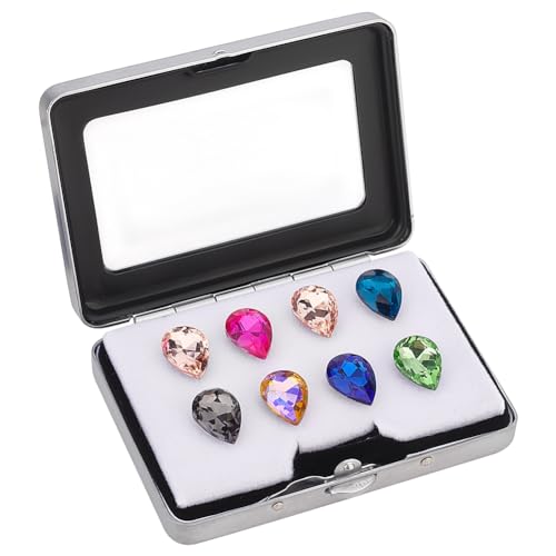 PH PandaHall Caja de exhibición suelta de diamantes o piedras preciosas, contenedor de joyería de platino con tapas de cierre y esponja, caja de almacenamiento para gemas y monedas, exhibición de