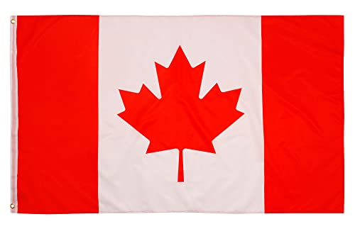 PHENO FLAGS Bandera de Canadá - Bandera canadiense 90 x 150 cm con ojales de latón - Bandera nacional resistente a la intemperie para asta - 100 % poliéster