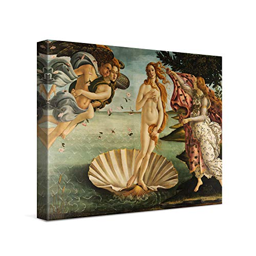 PICANOVA – Sandro Botticelli – The Birth of Venus 40x30cm – Cuadro Sobre Lienzo – Impresión En Lienzo Montado Sobre Marco De Madera (2cm) – Disponible En Varios Tamaños – Colección Arte Clásico