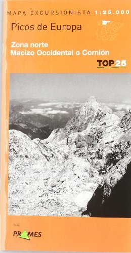 Picos de Europa, Mapa de Zona Norte, Macizo Occidental o Cornion (Top 25 (prames))